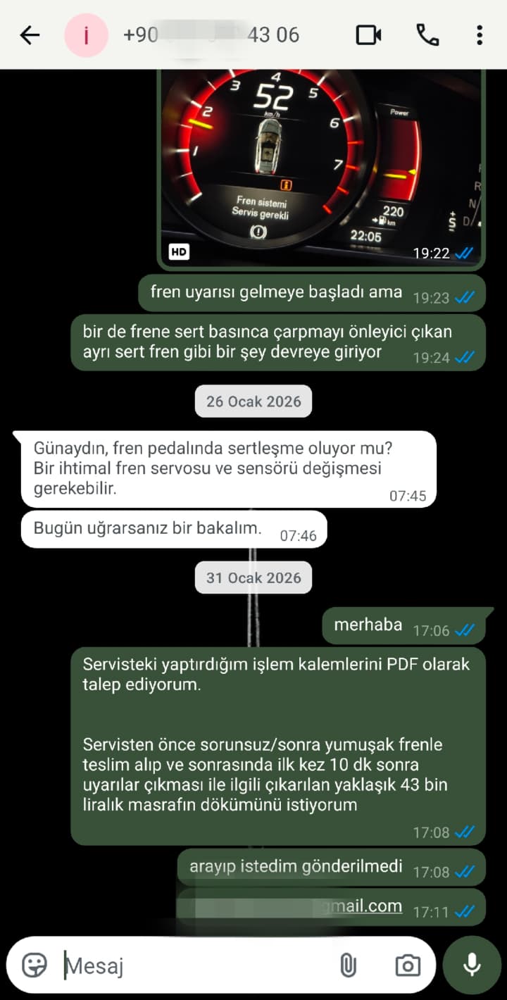 WhatsApp yazışması görseli